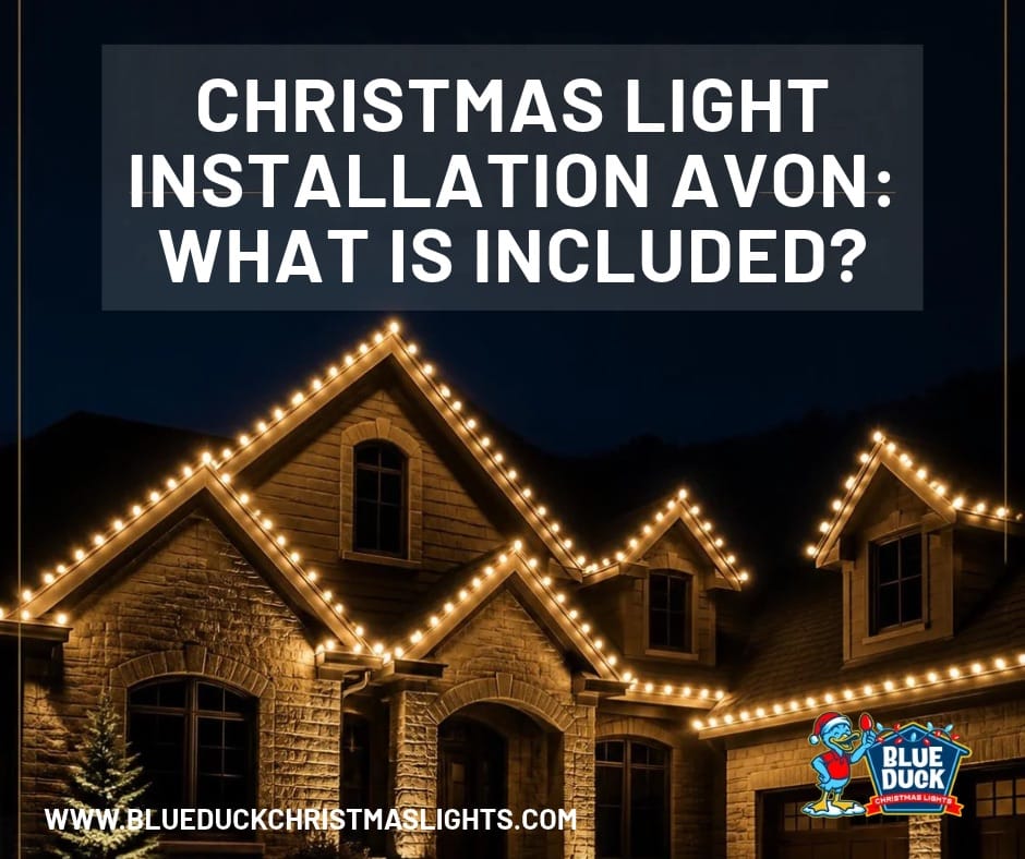 Professional Christmas light installation on an Avon, Indiana home featuring custom roofline lighting for the holiday season.
