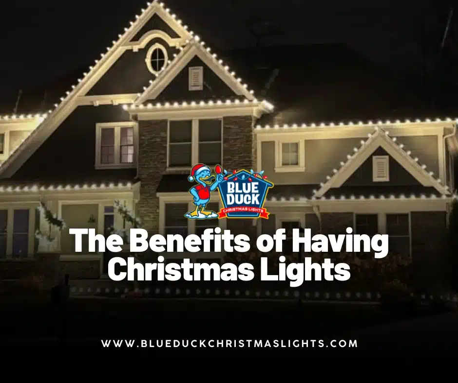 This stunning Indianapolis home demonstrates the benefits of having Christmas lights, with professional exterior lighting, tree & shrub lighting, and Christmas wreaths from Blue Duck Christmas Lights.