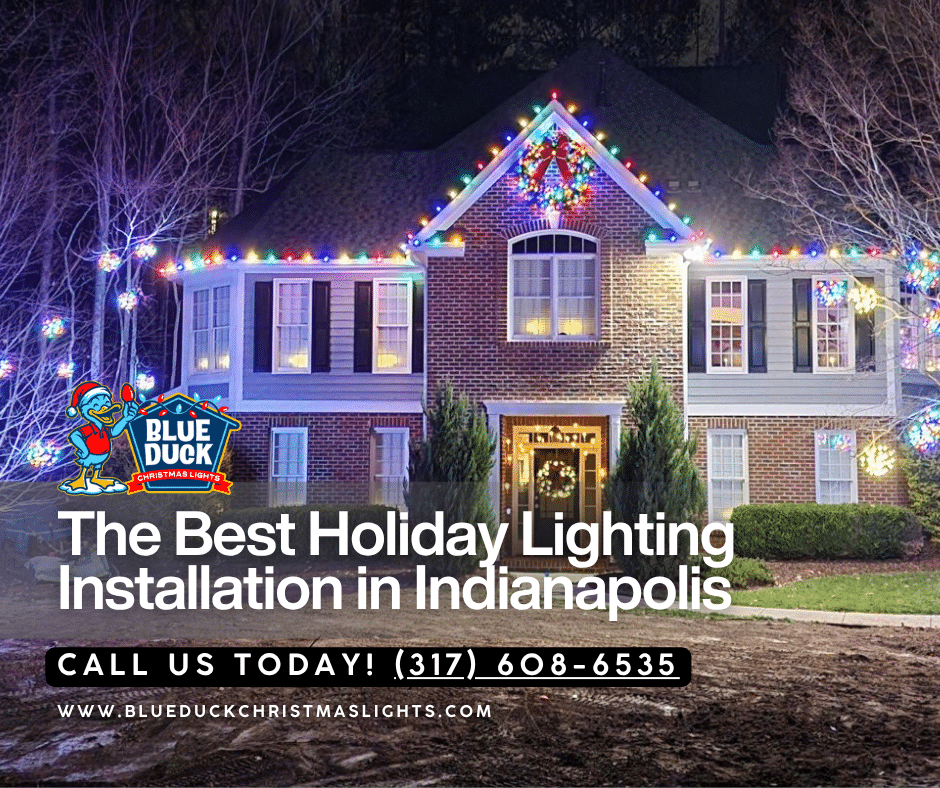 This beautifully decorated home showcases why Blue Duck is the best holiday lighting company for families across Carmel, Fishers, and surrounding Indianapolis communities.