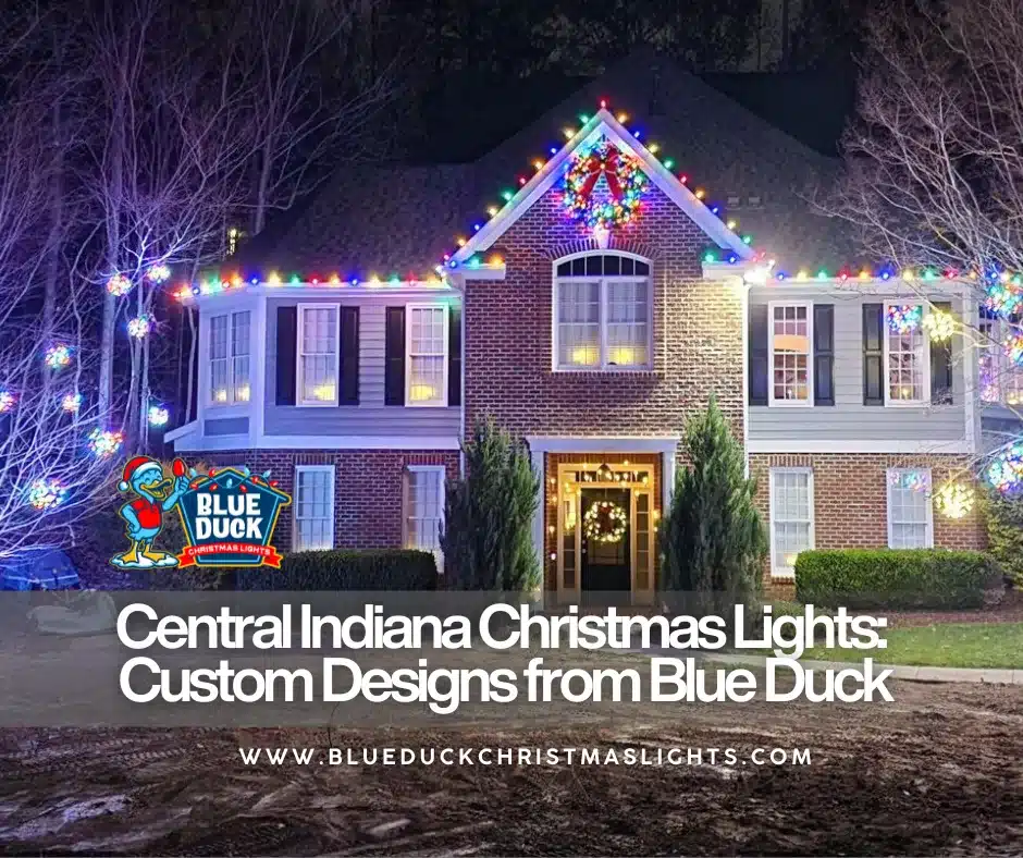 Blue Duck Christmas Lights created this custom display for a Carmel home, delivering stunning Central Indiana Christmas lights display with professional design and commercial-grade quality.