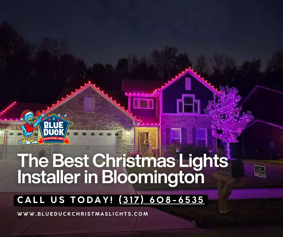 Blue Duck delivers Christmas lights installation Bloomington homeowners count on, creating this stunning look with exterior lighting, tree & shrub lighting, and permanent lighting options.