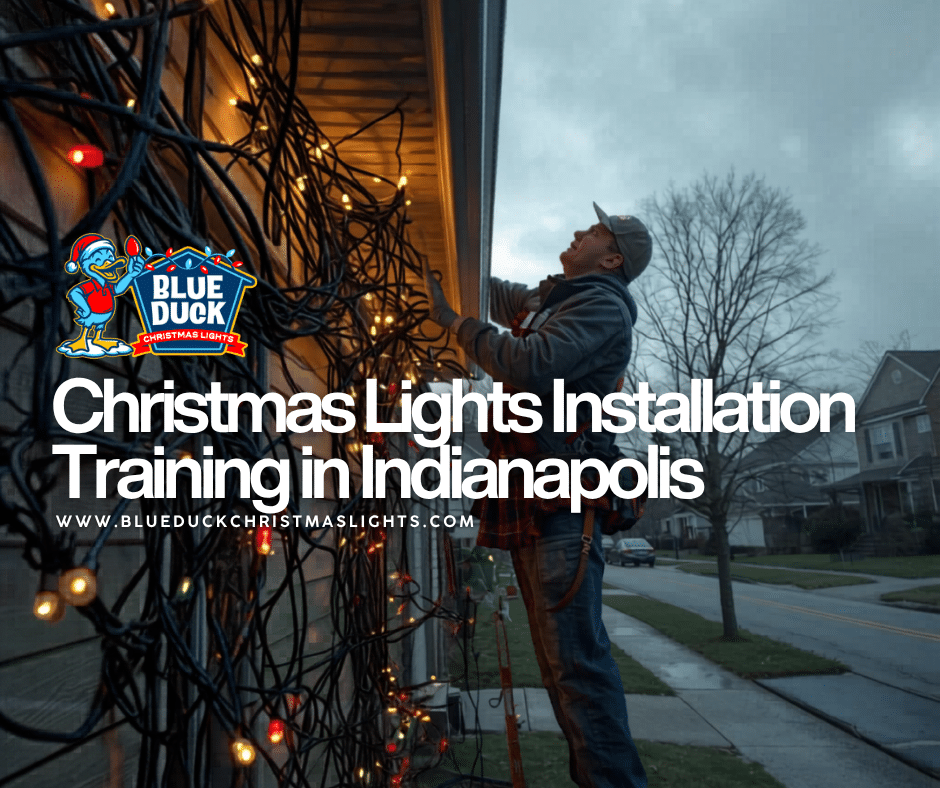 Blue Duck provides Christmas lights installation training in Indianapolis with real property experience, teaching people how to custom-build displays for any home or business.