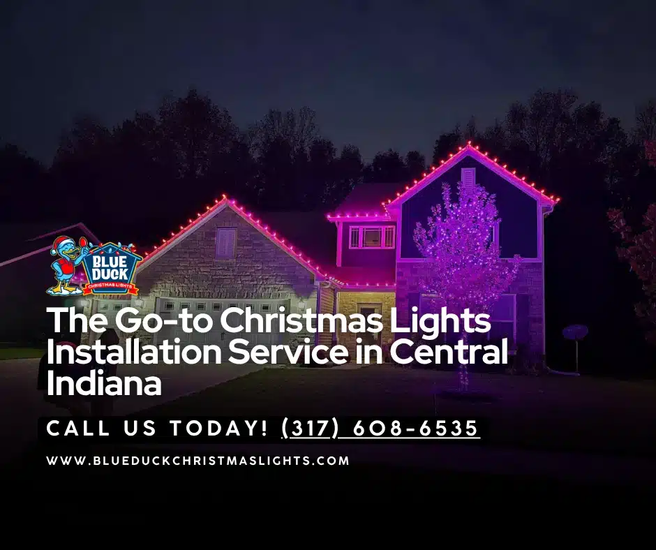 Blue Duck installed this gorgeous holiday display for a residence in Carmel with commercial-grade exterior lighting, tree & shrub lighting, and permanent lighting options, all following Christmas lights safety tips.