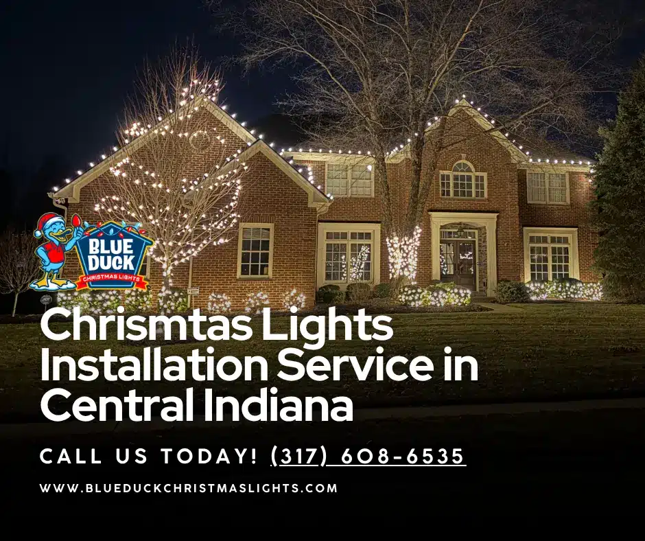 This stunning Carmel property demonstrates why the question "how much does Christmas lights installation cost?" varies by home, with custom roofline illumination, wrapped trees, and oversized wreaths from Blue Duck Christmas Lights.