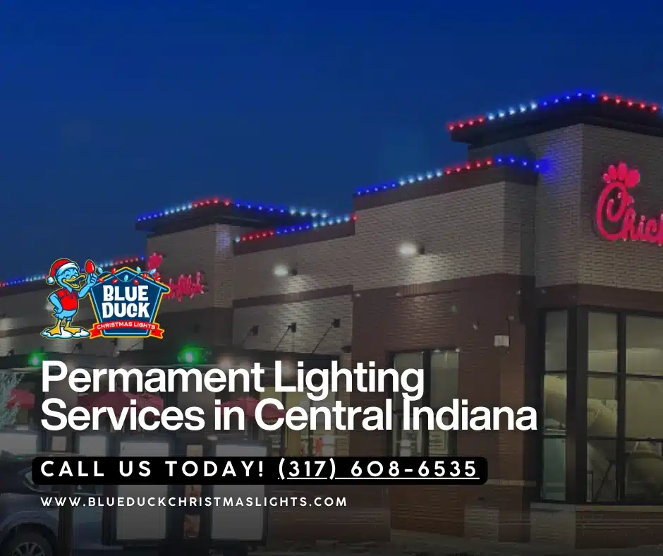 As the trusted permanent residential rooflights installation on residential properties, Blue Duck Christmas Lights also install commercial permanent holiday lighting, allowing business owners to change colors year-round attracting more foot traffic and customers.