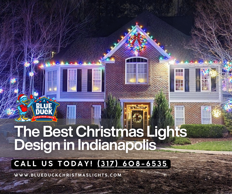 Blue Duck Christmas Lights' professional holiday lighting installers created this stunning look for an Indianapolis home with exterior lighting, tree & shrub lighting, and permanent lighting options for year-round enjoyment.